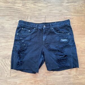 Rag & Bone Shorts Women's Size 28 Black Rebel Boyfriend Denim Jean Distressed